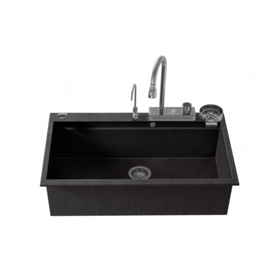 Ένθετος Νεροχύτης Quartz Multi Granite Sanitec 850 Μ79xΠ50cm Grafite (Σκούρο Γκρι)